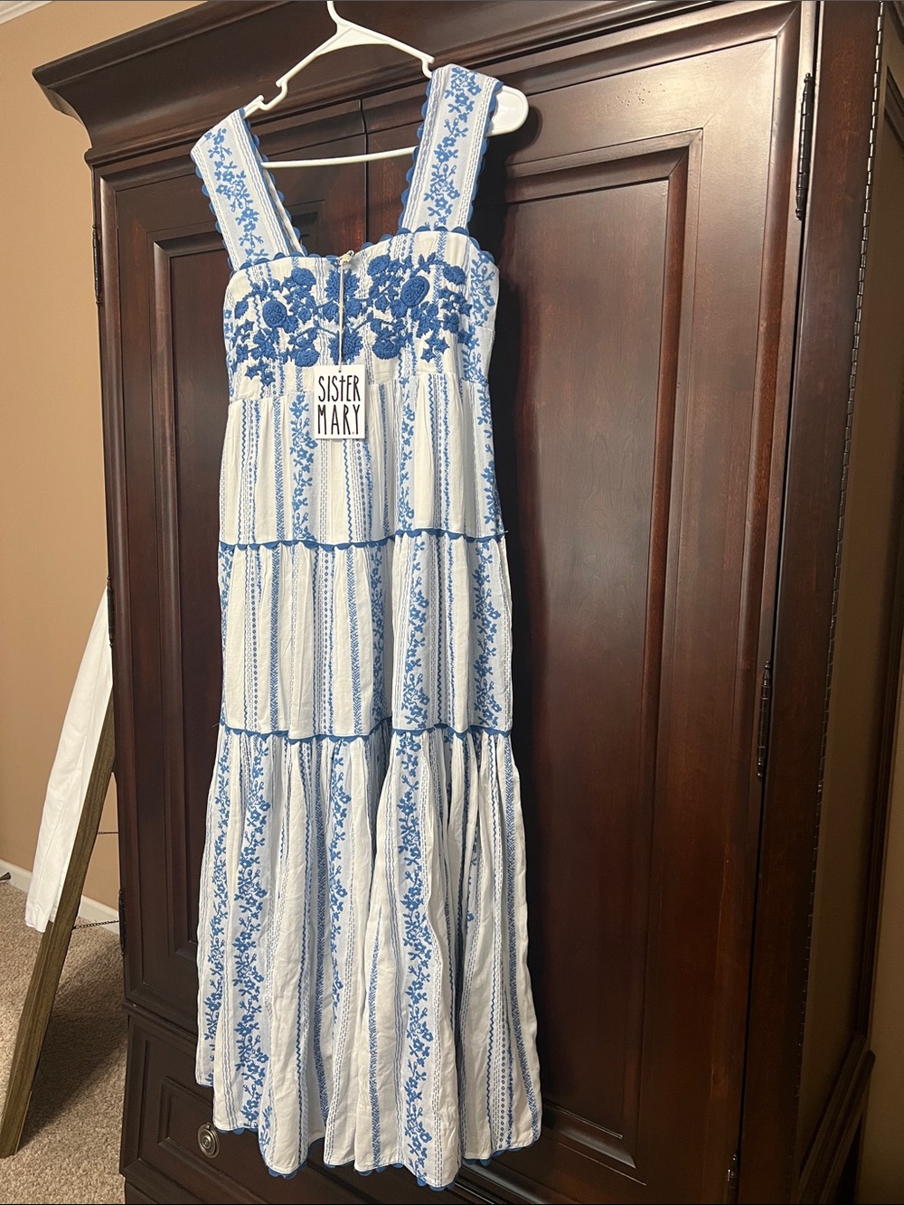 Sister Mary Blue & White Tiered Maxi Dress